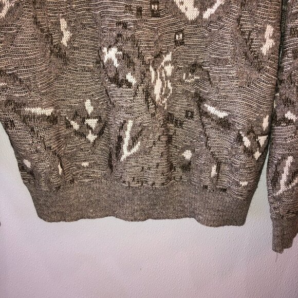 Reed St James Mens Medium Gray Beige Geometric Knit Pullover Sweater Size M VTG - Picture 6 of 8